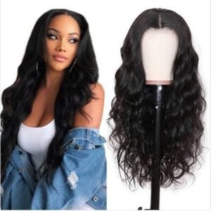 10a ladies long wavy hair black natural synthetic waves wigs rose net