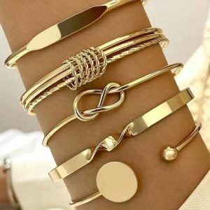 9 In 1 Gold Knuckle Ring Set Love Rhinestone Rings For Women